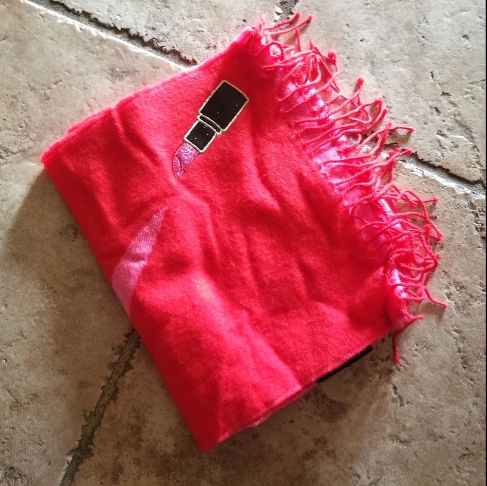 Victorias Secret Scarf Wrap Red Pink Lipstick NWOT
